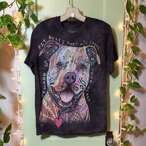 Women's The Mountain Multicolor Pittie PitBull Dog T-Shirt S